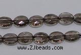 CSQ117 8*10mm facetad oval grade AA natural smoky quartz beads