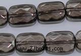 CSQ119 15*20mm facetad rectangle grade AA natural smoky quartz beads