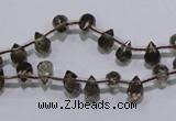 CSQ126 5*7mm top-drilled faceted teardrop grade AA smoky quartz beads