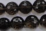 CSQ133 15.5 inches 18mm faceted round grade AA natural smoky quartz beads