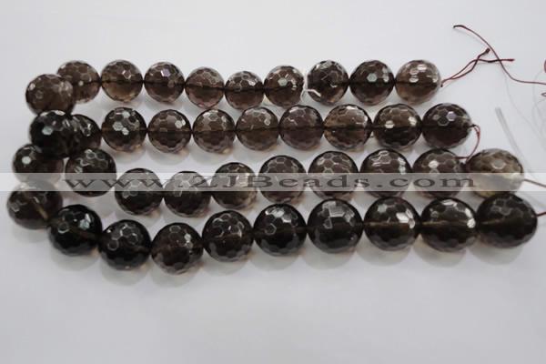 CSQ134 15.5 inches 20mm faceted round grade AA natural smoky quartz beads