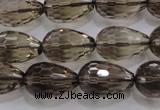 CSQ138 12*18mm faceted teardrop grade AA natural smoky quartz beads