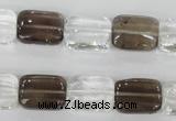 CSQ157 15.5 inches 12*16mm rectangle white crystal & smoky quartz beads