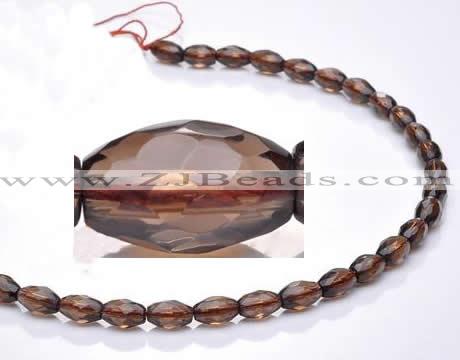 CSQ21 8*13mm faceted rice natural smoky quartz beads wholesale