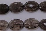 CSQ210 13*18mm faceted oval grade AA natural smoky quartz beads