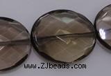 CSQ215 25*30mm faceted oval grade AA natural smoky quartz beads