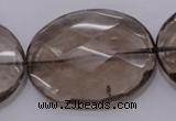 CSQ216 30*40mm faceted oval grade AA natural smoky quartz beads