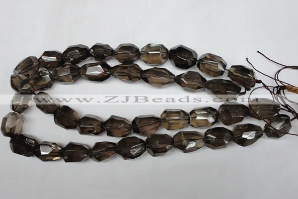 CSQ267 15.5 inches 15*20mm faceted nuggets smoky quartz beads