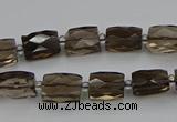 CSQ270 15.5 inches 8*10mm faceted rectangle smoky quartz beads