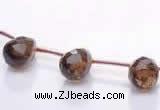 CSQ32 Top drilled 8*12mm faceted teardrop natural smoky quartz beads