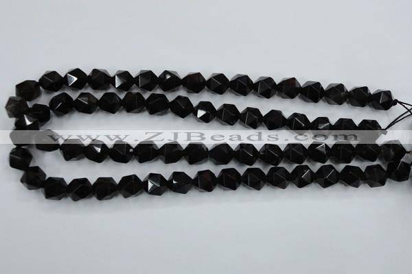 CSQ354 15.5 inches 12mm faceted nuggets smoky quartz beads