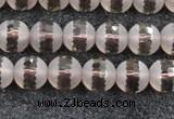 CSQ507 15.5 inches 8mm faceted round matte smoky quartz beads