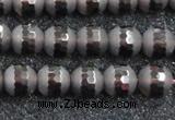 CSQ512 15.5 inches 8mm faceted round matte smoky quartz beads