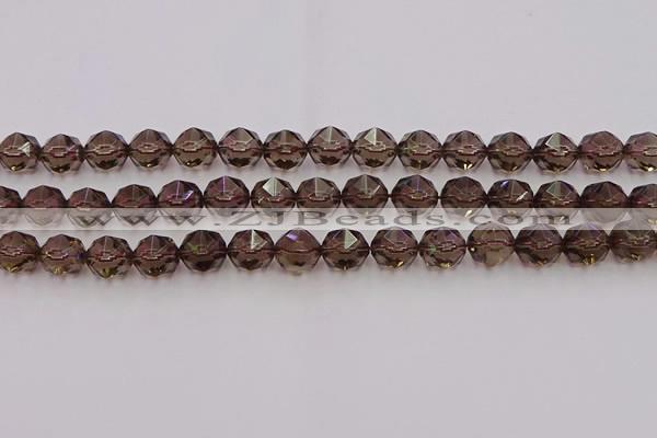 CSQ528 15.5 inches 10mm faceted nuggets smoky quartz gemstone beads