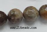 CSS101 15.5 inches 18mm faceted round natural sunstone beads wholesale