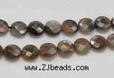 CSS104 15.5 inches 8mm faceted coin natural sunstone beads wholesale