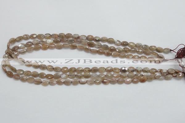 CSS105 15.5 inches 6*8mm faceted oval natural sunstone beads wholesale