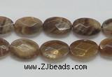 CSS107 15.5 inches 10*14mm faceted oval natural sunstone beads wholesale