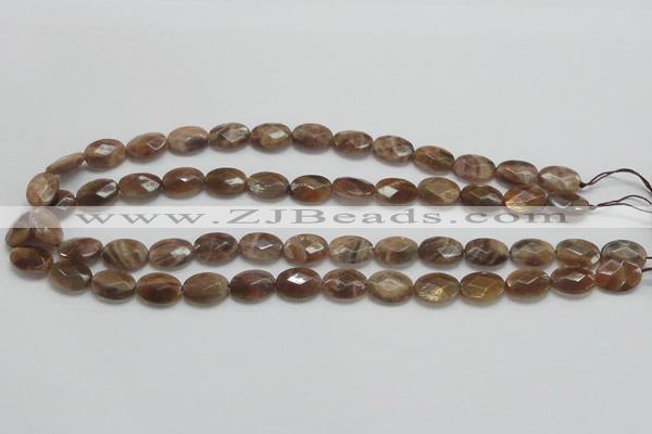 CSS107 15.5 inches 10*14mm faceted oval natural sunstone beads wholesale