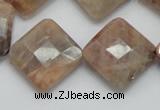 CSS112 15.5 inches 20*20mm faceted diamond natural sunstone beads