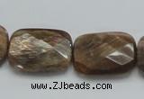 CSS114 15.5 inches 18*25mm faceted rectangle natural sunstone beads