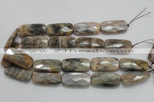 CSS116 15.5 inches 20*40mm faceted rectangle natural sunstone beads