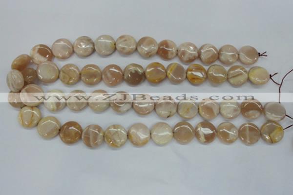 CSS228 15.5 inches 16mm flat round natural sunstone beads