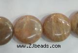 CSS260 15.5 inches 20mm flat round natural sunstone beads