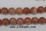 CSS504 15.5 inches 9mm faceted round natural golden sunstone beads