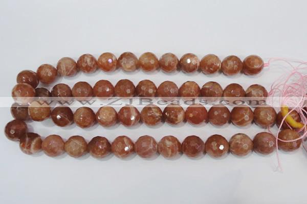 CSS509 15.5 inches 16mm faceted round natural golden sunstone beads