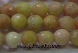 CSS612 15.5 inches 8mm faceted round yellow sunstone gemstone beads