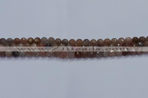 CSS641 15.5 inches 6mm faceted round sunstone gemstone beads