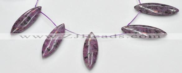 CSU25 AB grade 20*60mm flat rice dyed natural sugilite beads