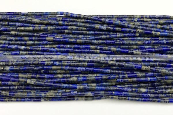 CTB1007 15 inches 2*4mm tube lapis lazuli beads