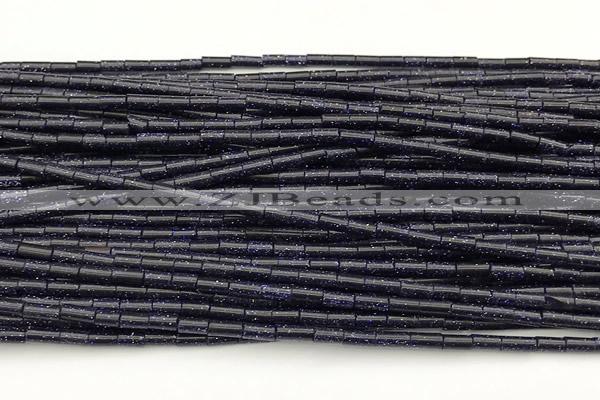 CTB1011 15 inches 2*4mm tube blue goldstone beads