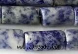 CTB1034 15 inches 8*16mm - 8*18mm tube blue spot stone beads