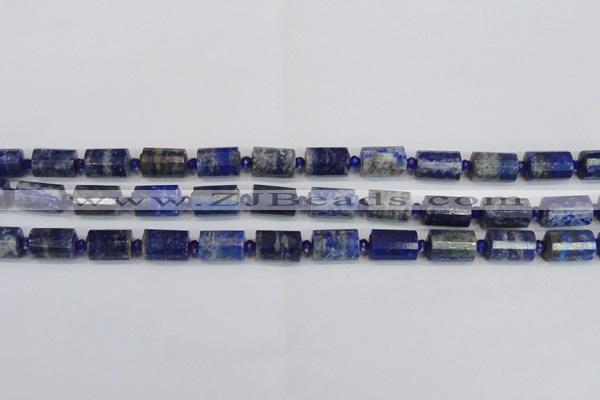 CTB201 15.5 inches 10*15mm faceted tube lapis lazuli gemstone beads