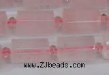 CTB212 15.5 inches 13*18mm faceted tube rose quartz beads