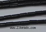 CTB300 15.5 inches 3*6mm tube black stone beads wholesale