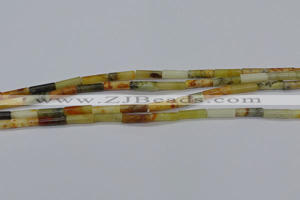 CTB324 15.5 inches 4*13mm tube flower jade beads wholesale