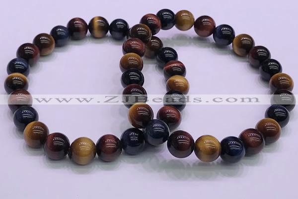CTB36 7.5 inches 8mm round colorful tiger eye beaded bracelets