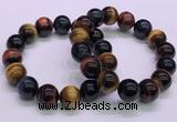 CTB39 7.5 inches 14mm round colorful tiger eye beaded bracelets