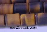 CTB574 15.5 inches 10*13mm triangle matte yellow tiger eye beads