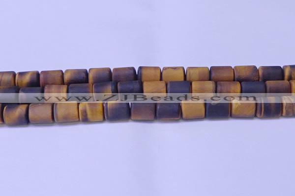 CTB574 15.5 inches 10*13mm triangle matte yellow tiger eye beads