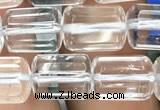 CTB600 15.5 inches 8*12mm faceted tube white crystal beads wholesale