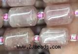 CTB604 15.5 inches 8*12mm tube strawberry quartz beads wholesale