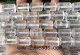 CTB615 15.5 inches 11*16mm - 12*18mm faceted tube white crystal beads