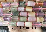 CTB622 15.5 inches 11*16mm - 12*18mm faceted tube mixed quartz beads