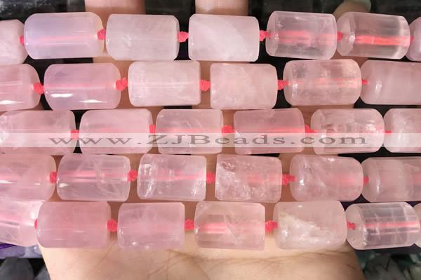 CTB650 15.5 inches 12*16mm faceted tube rose quartz beads