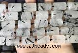 CTB653 15.5 inches 12*16mm faceted tube black rutilated quartz beads